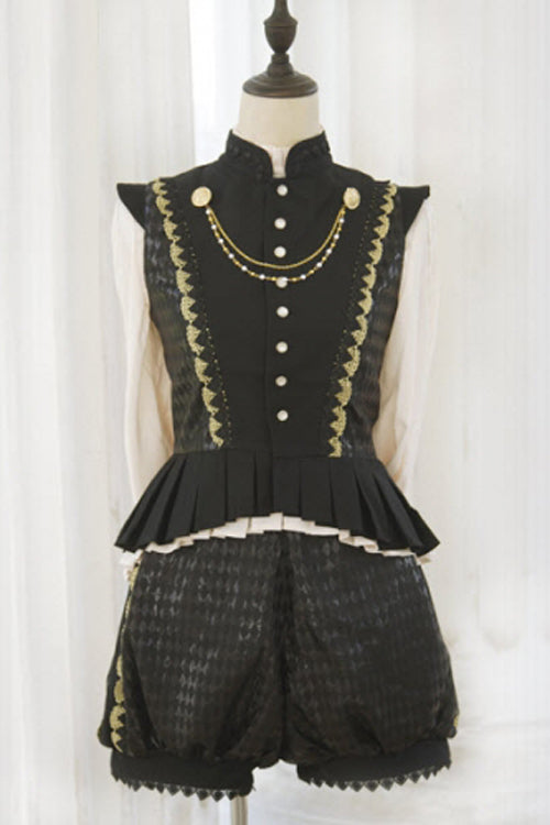 Black Immortal Thorn The Invitation Of The Kingdom Ouji Lolita Vest And Shorts