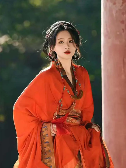 Chinese Hanfu Dress | Red Warring States Robe Hanfu Clothes