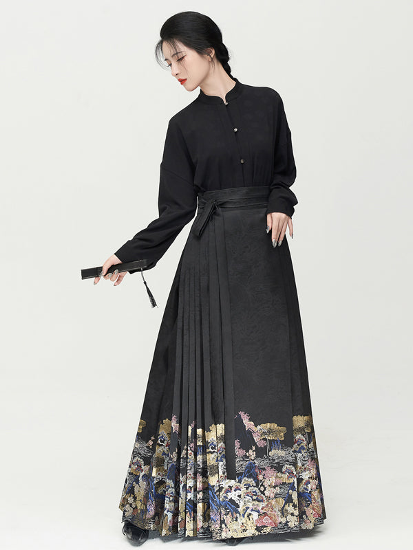 Stylish Chinese Hanfu Mamianqun Modern Dress