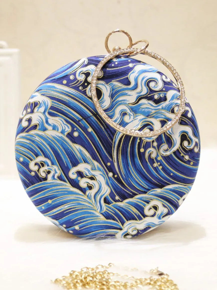 Retro Round Handbag Embroidery Wedding Party Bags