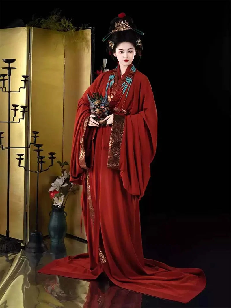 Chinese Traditional Hanfu | Red Warring States Brocade Hanfu