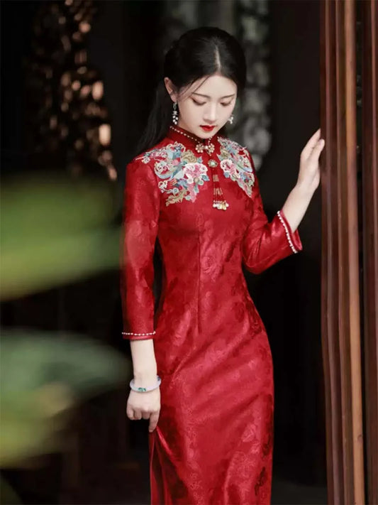 Chinese Wedding Dress Qipao | Stunning Red Bridal Cheongsam Gown