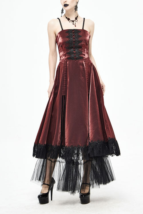 Red Gothic Tube Top Layered Womens Dress