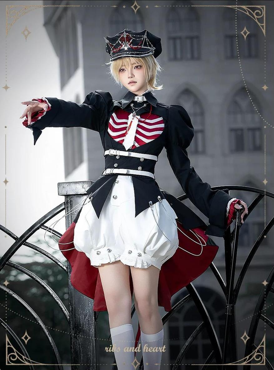 Ribs and Heart - Ouji Lolita Trailing Jacket & Ribs Embroidered Blouse Set