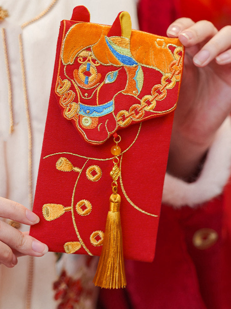 Lucky Horse Embroidered Red Envelope Creative Fabric Lunar New Year Gift