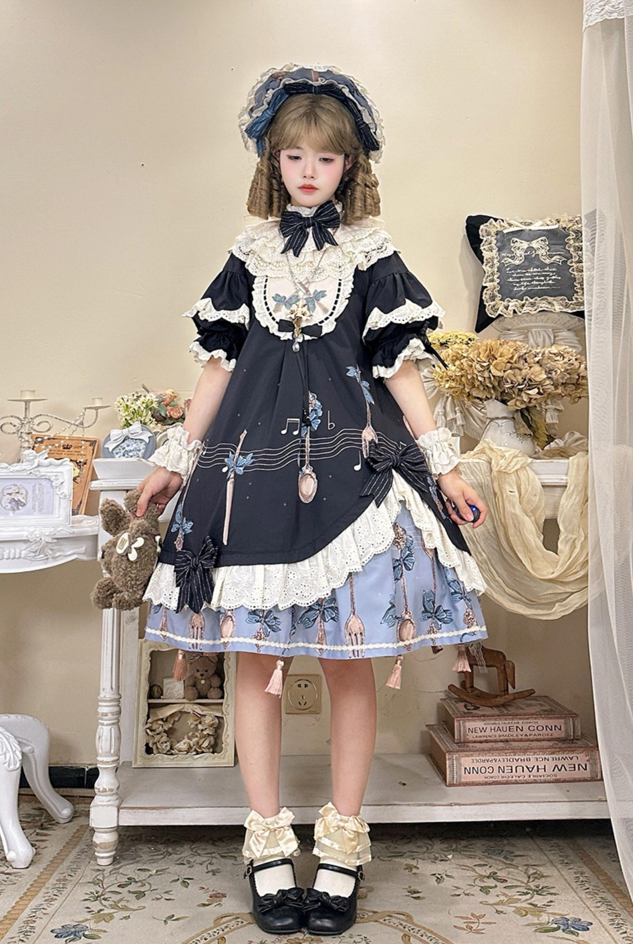 Witch's Banquet - Printed Doll-like Sweet Lolita OP, Apron-like Front