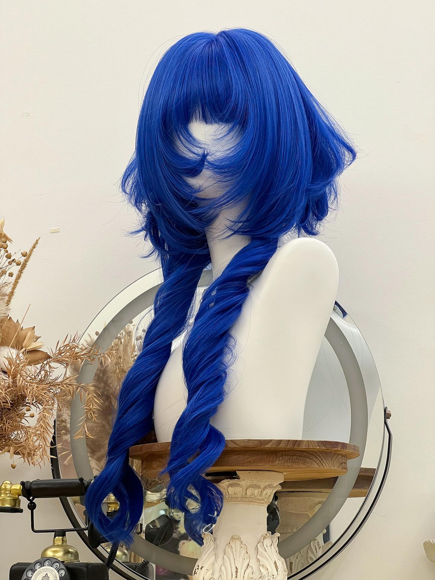 Blue Gothic Lolita Wig, Layered Curly Style