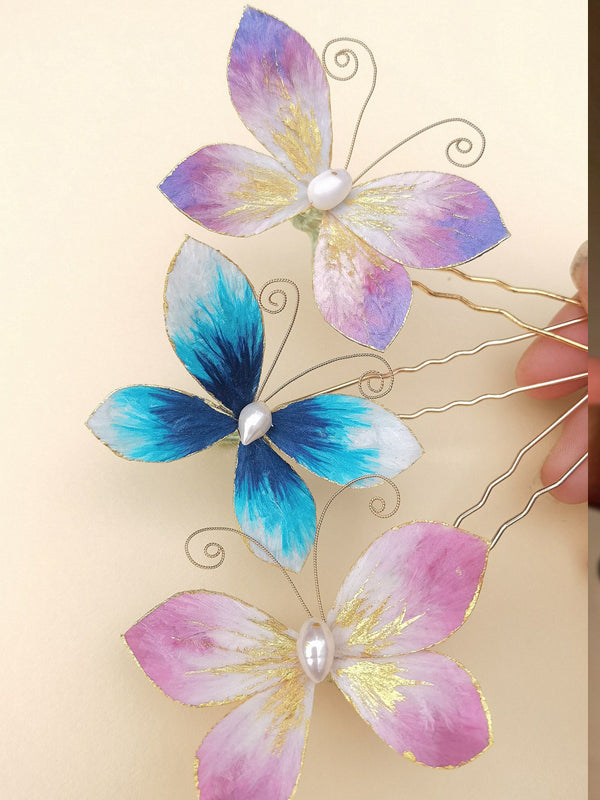 Flower Pins For Hair Ancient Butterfly Silk Hairpin