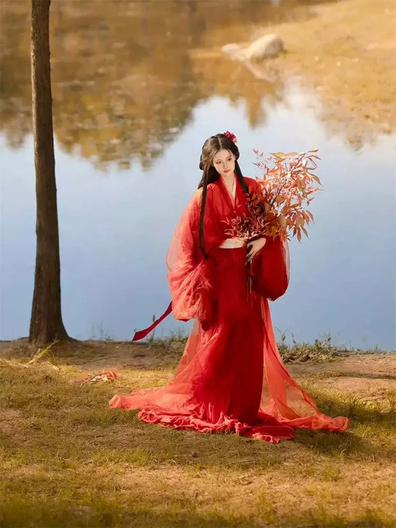 Hanfu Dress Female | New Red Warring States Robe Hanfu Set