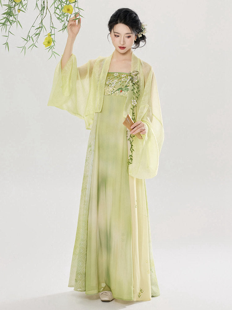 Chinese-Inspired Dress and Jacket Set – 2-Piece Outfit
