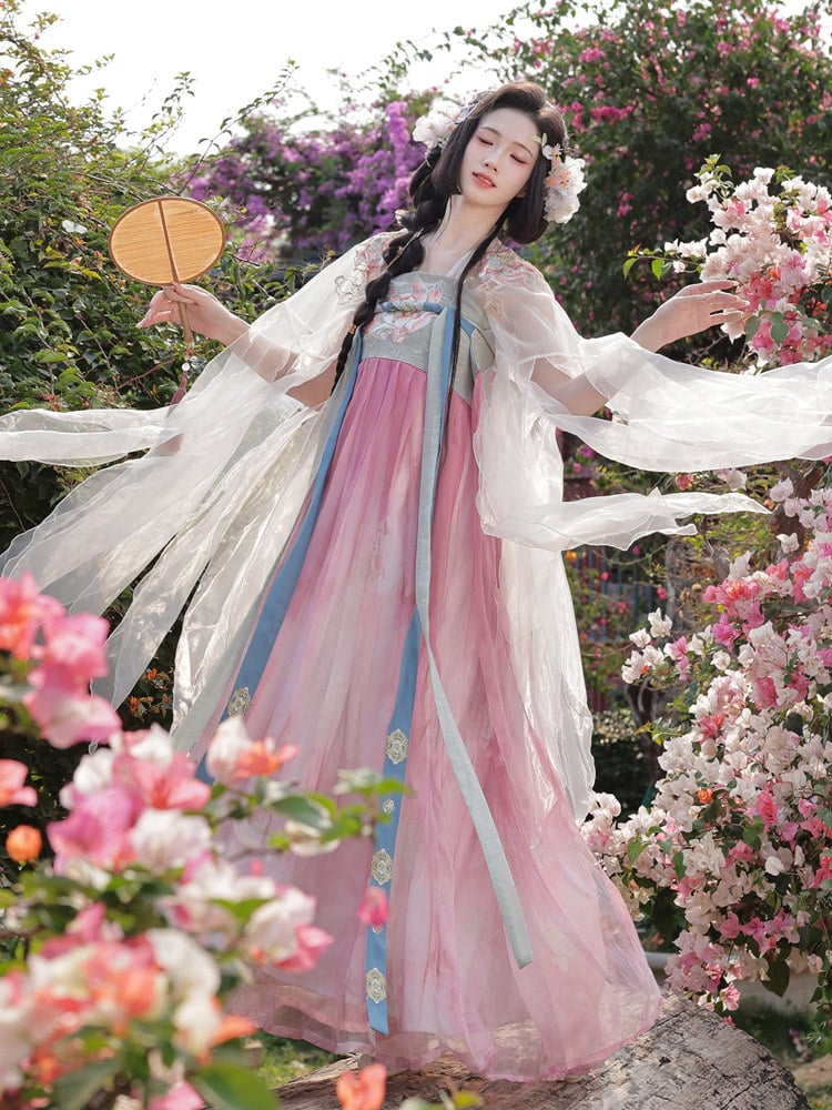 Traditional Chinese Dress for Women – Pink Gradient Tang Hanfu Set