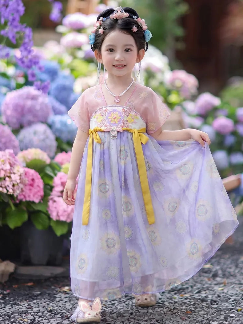 Chinese Style Dress for Girls – Embroidered Floral Design