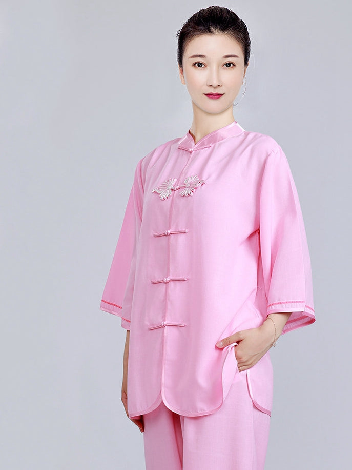 Summer Tai Chi Uniform for Women – Cotton Linen Kung Fu Outfit Set