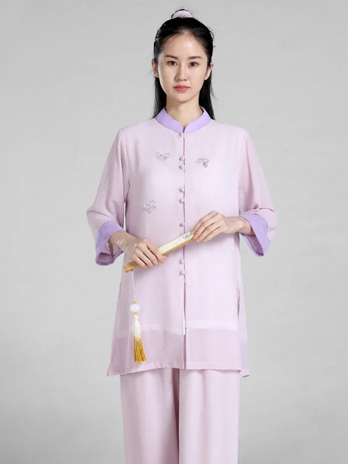 Lavender Tai Chi Uniform for Women – Short Sleeve Top or Set