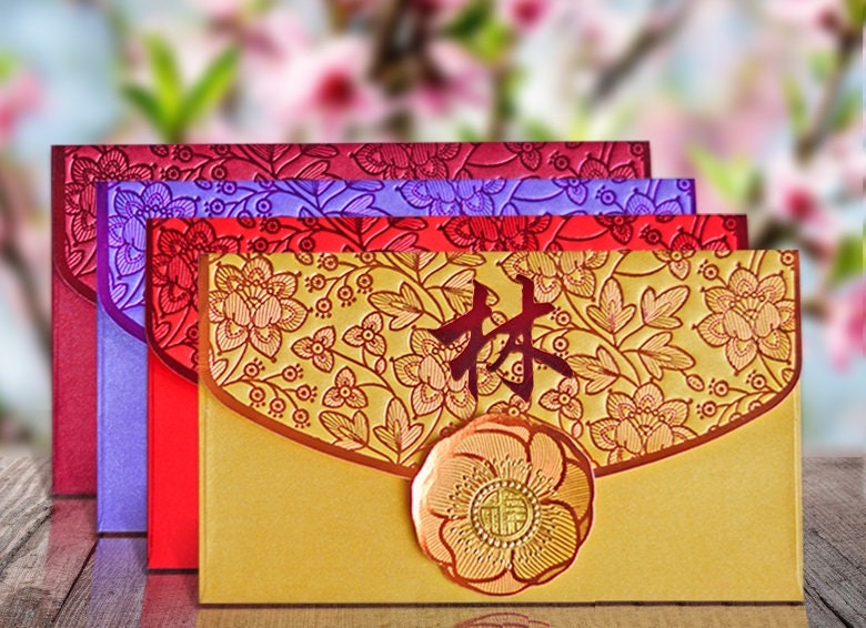Custom Made Name/Logo Red Envelopes | Peony (50pcs)