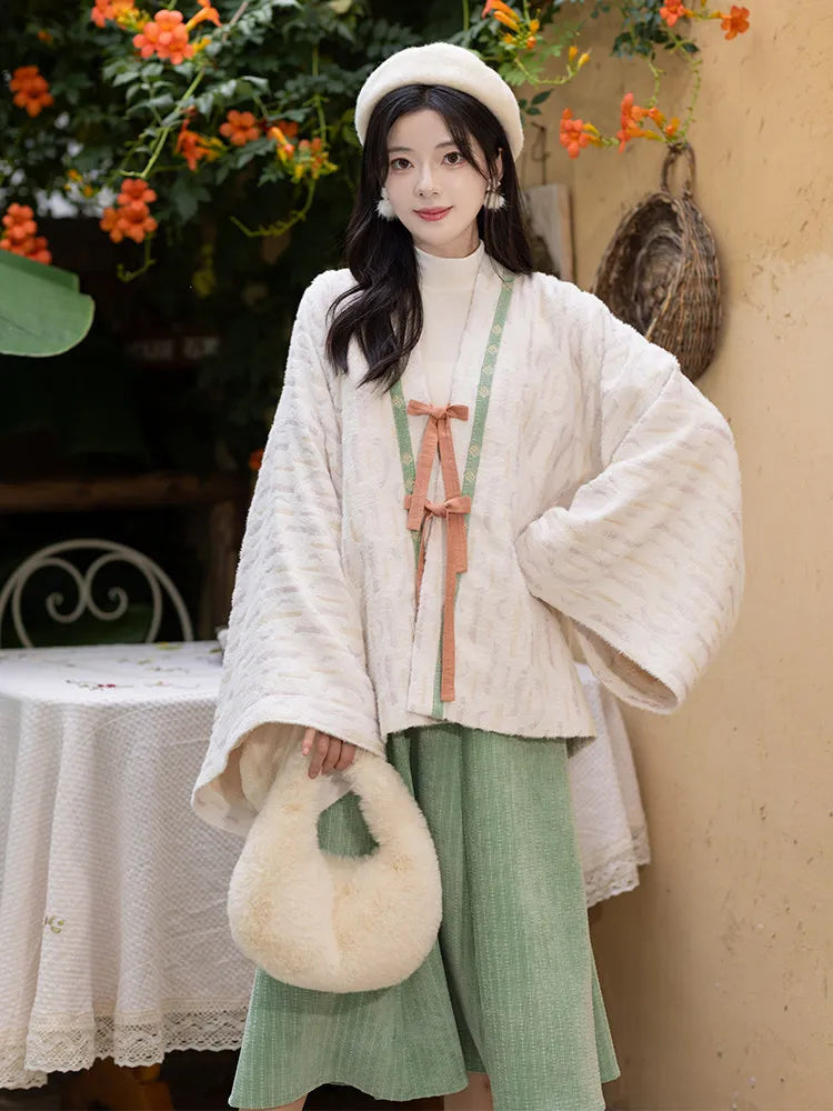 Jin Dynasty Hanfu Winter Set Cozy Jacket and Corduroy Skirt