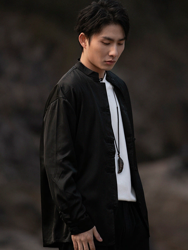 Exquisite Chinese Style Long-Sleeved Shirt for Modern Men