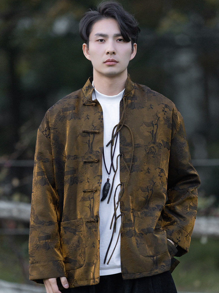 Men’s Chinese Brocade Jacket – Tang-Style Outerwear