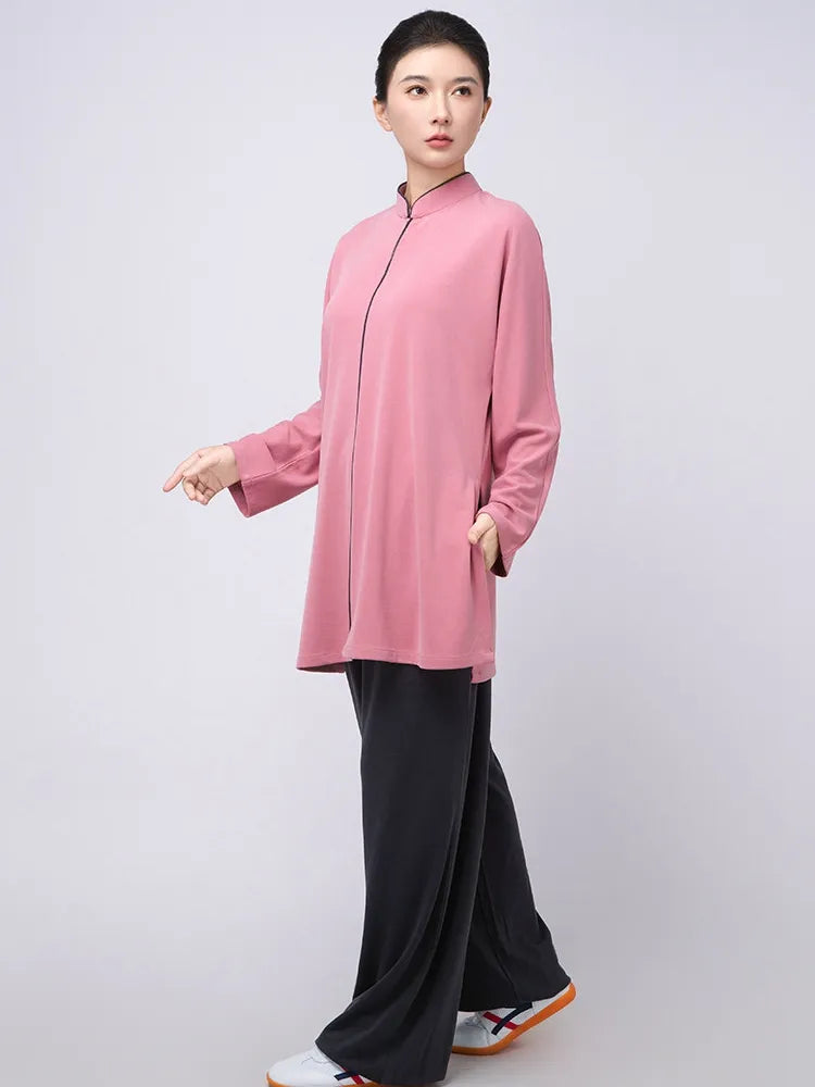 Modern Tai Chi Clothing for Women – Pink Zipper Set