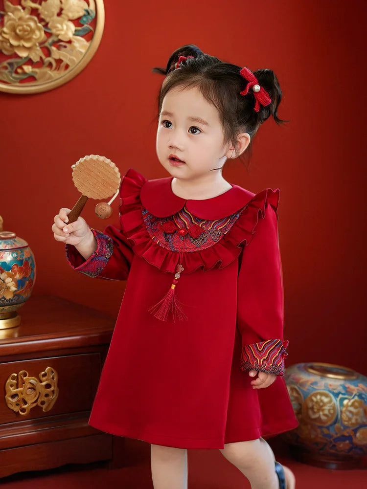 Modern Chinese Baby Qipao Cheongsam Dress with Tassel