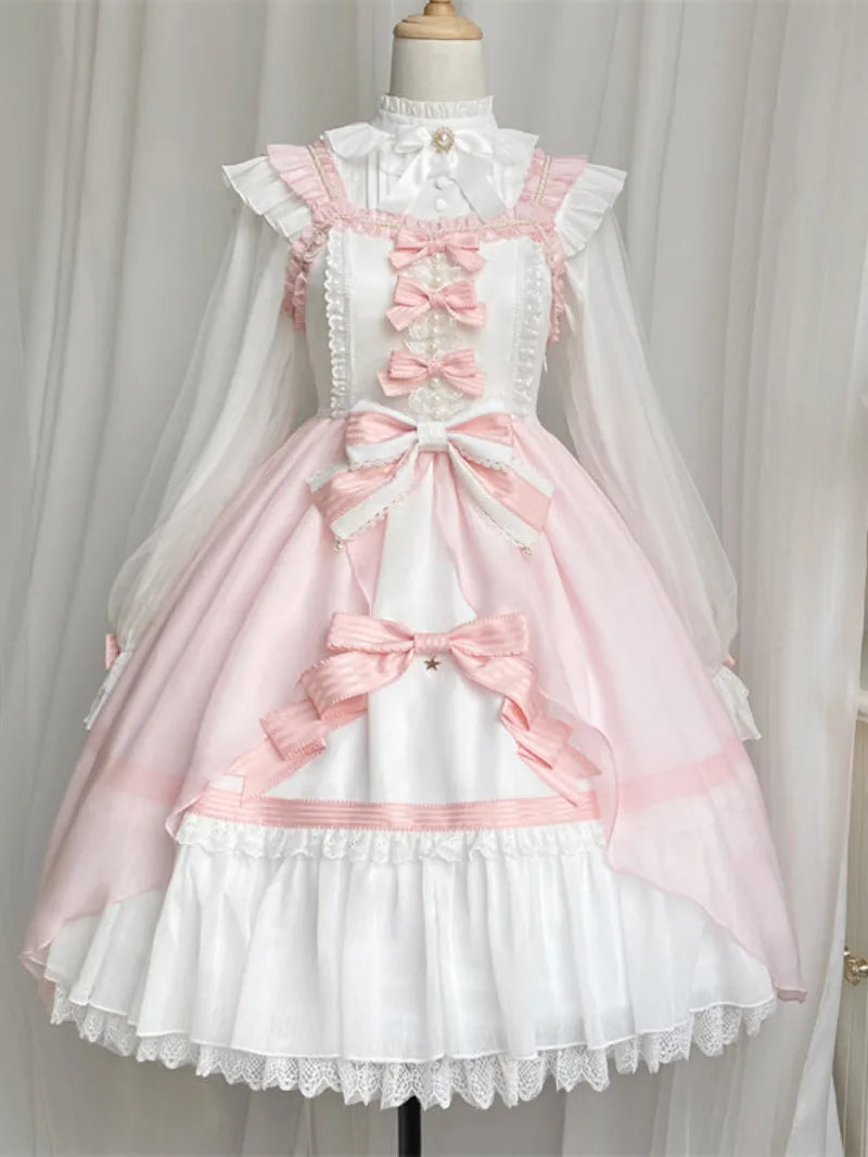 Sweetlolita JSK dress set with pink and white fairy style for plus size girls