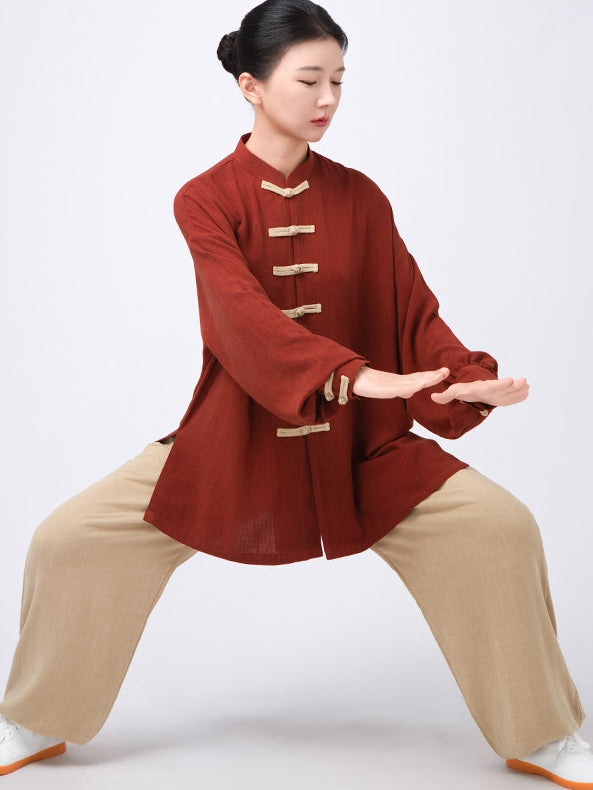 Tai Chi Clothing for Women – Thick Cotton Linen Kung Fu Top or Set