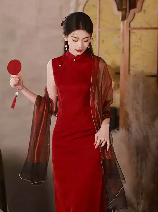 Traditional Chinese Wedding Qipao | Red Bridal Cheongsam