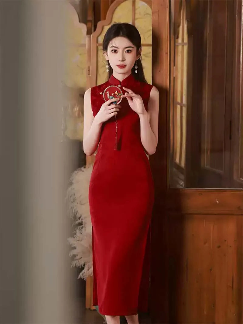 Traditional Chinese Wedding Qipao | Red Bridal Cheongsam