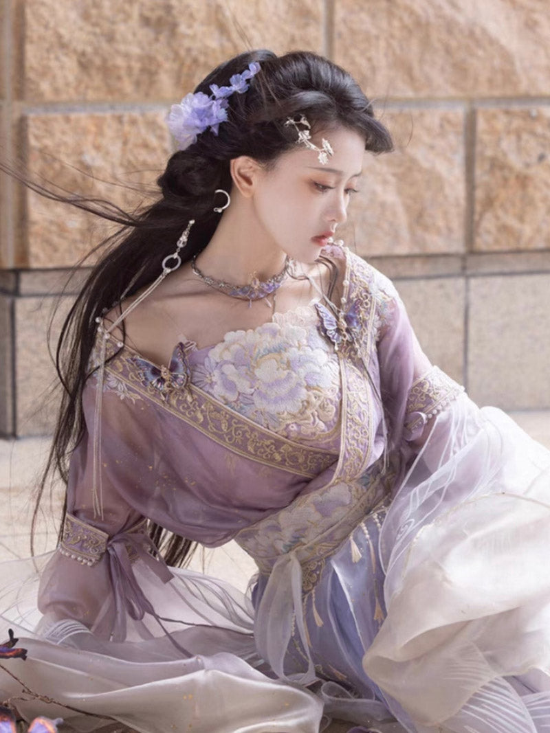 Wei Jin Dynasty Qiyao Ruqun Hanfu | Hibiscus 芙蓉