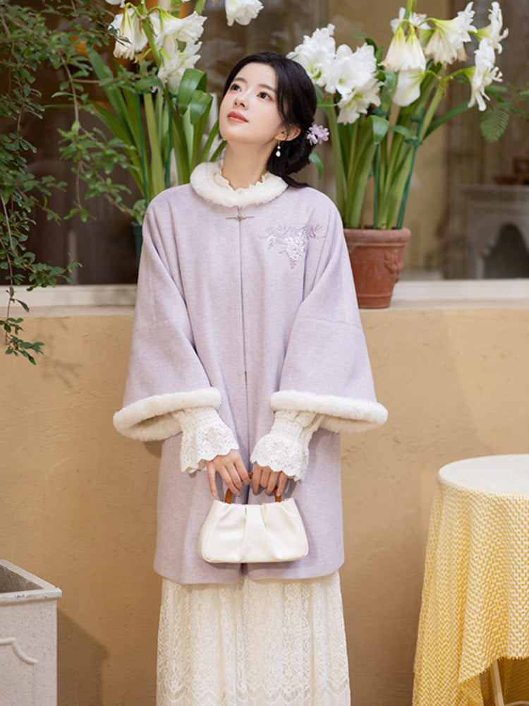 Winter Hanfu Coat with Wisteria Embroidery