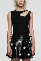 Black Sleeveless Rivet Hollow Women's Steampunk Vest