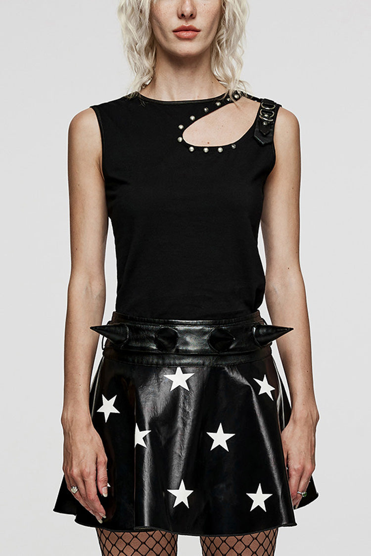 Black Sleeveless Rivet Hollow Women's Steampunk Vest