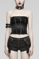 Simple Adjustable Bust Strap Sleeveless Print Womens Steampunk Corset 2 Colors