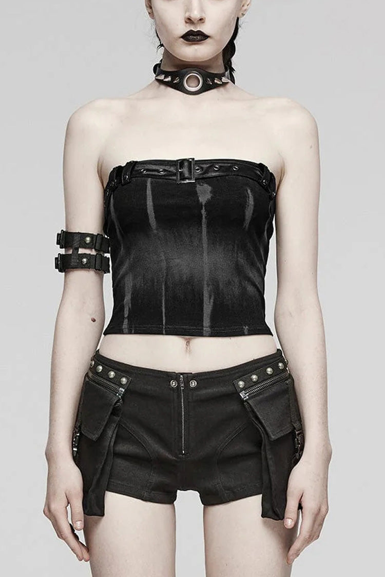 Simple Adjustable Bust Strap Sleeveless Print Womens Steampunk Corset 2 Colors