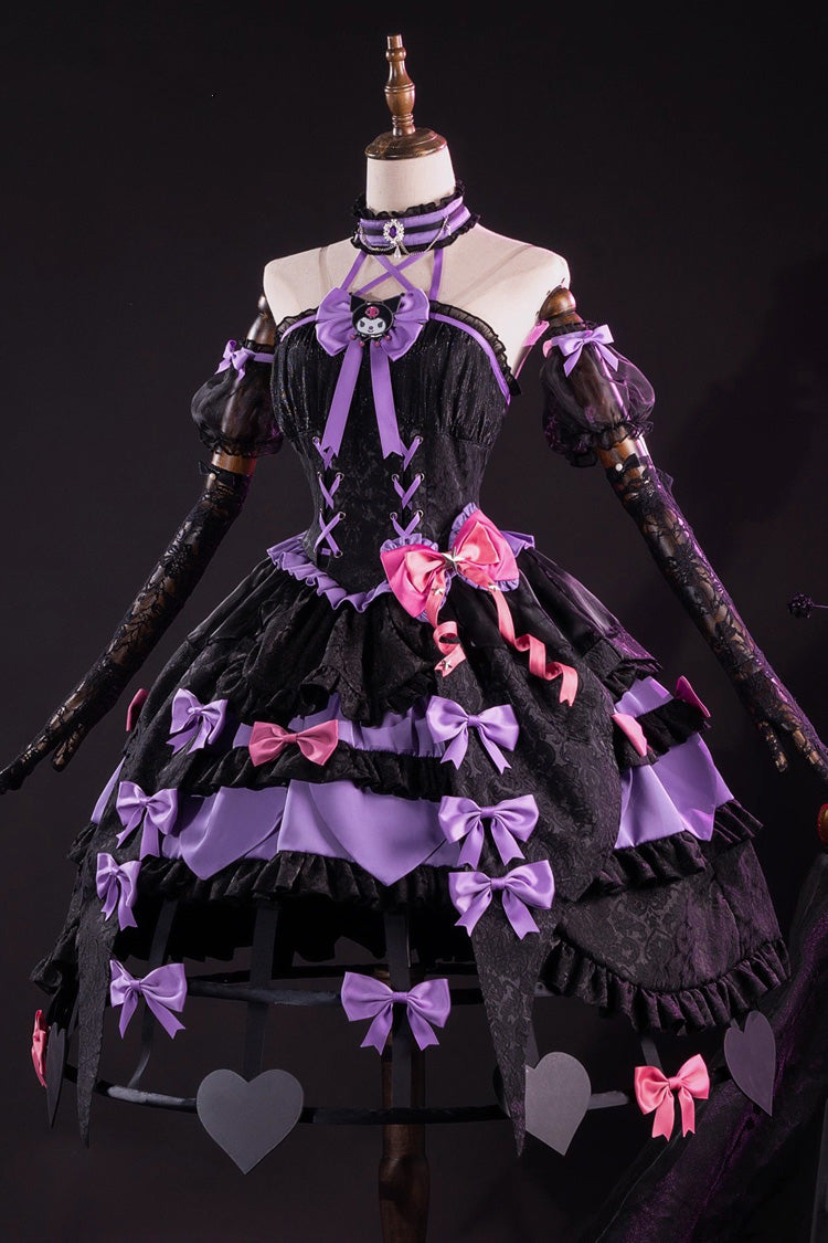 Black/Purple [Identity V] Ruffle Cardigan Bowknot Lace-Up Gothic Anime Cosplay Lolita Jsk Dress