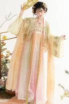 Multi-Color [Early Summer in Taoyuan] High Waisted Printed Embroidered Women's Sweet Hanfu Dress Set