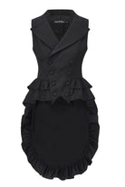 Black [Immortal Silent Agent] Sleeveless Ruffle Ouji Fashion Vintage Elegant Prince Lolita Long Coat