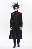 Black Stand Collar Long Sleeves Embroidered Color-Blocked Buckled Zippered Men's Gothic Palace Jacket
