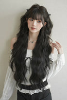 Black Brown Fluffy Natural Water Wave Curly Sweet Daily Lolita Long Wig