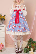 Round Collar High Waist Strawberry Milk Jar Printed Sweet Lolita OP Dress
