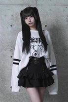 Black High Waisted Ruffle Leather Buckle Gothic Jirai Kei Japanese Skirt