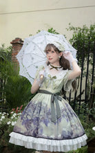 Grape Manor - Back Zipper Classic Lolita OP Dress, Bunny and Grape Print