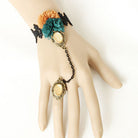 Retro Fashion Personality Halloween Black Lace Dark Green Orange Flower Female Lolita Ring Bracelet