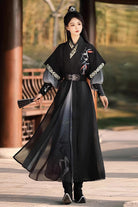 Black Knight-style Song Dynasty Cross-collared Gradient Embroidery Classic Vintage Hanfu Dress Set