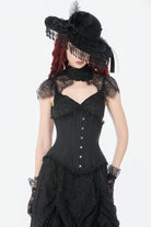 Black Sleeveless Lace Irregular Lace-Up Women's Gothic Underbust Corset