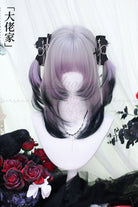 Purple Gradient Air Bangs Sweet Lolita Short Wigs