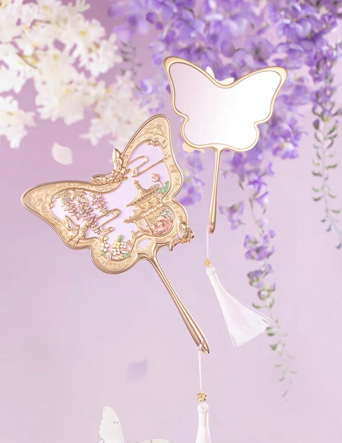 Butterfly Palace Chinese Hand Mirror