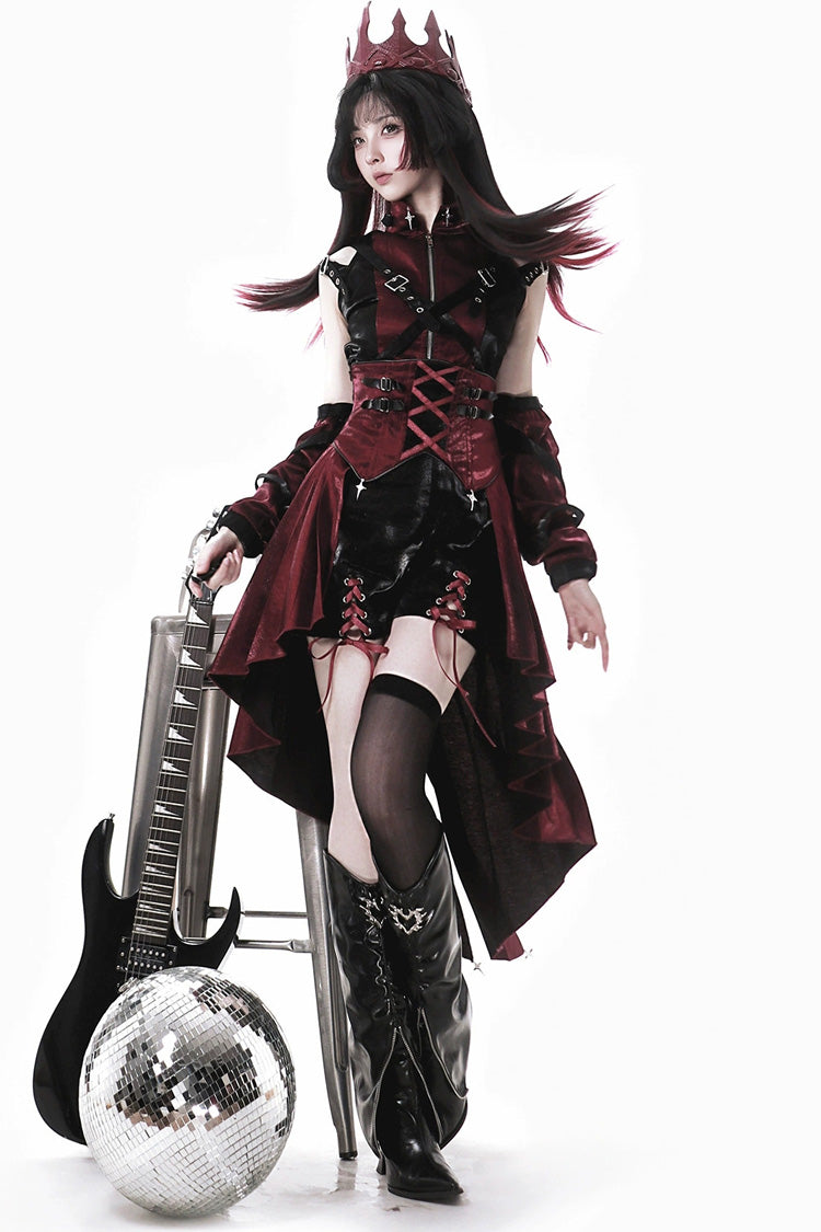 Black/Red [Chief Assassin] Lace-Up Gothic Ouji Lolita Set