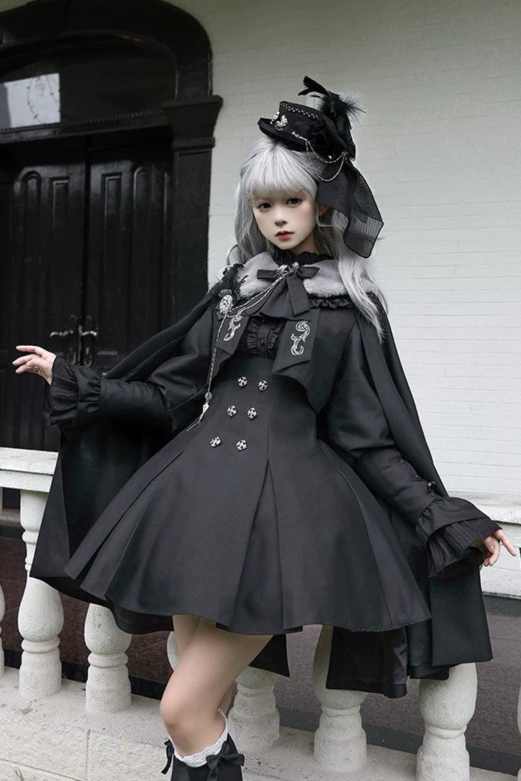 Black [Gothic Night Butler] Double-breasted Gothic Lolita Bustier Suspender Dress