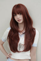 Smoky Reddish Brown Full Air Bangs Multi-Layered Butterfly Cut Sweet Lolita Wig